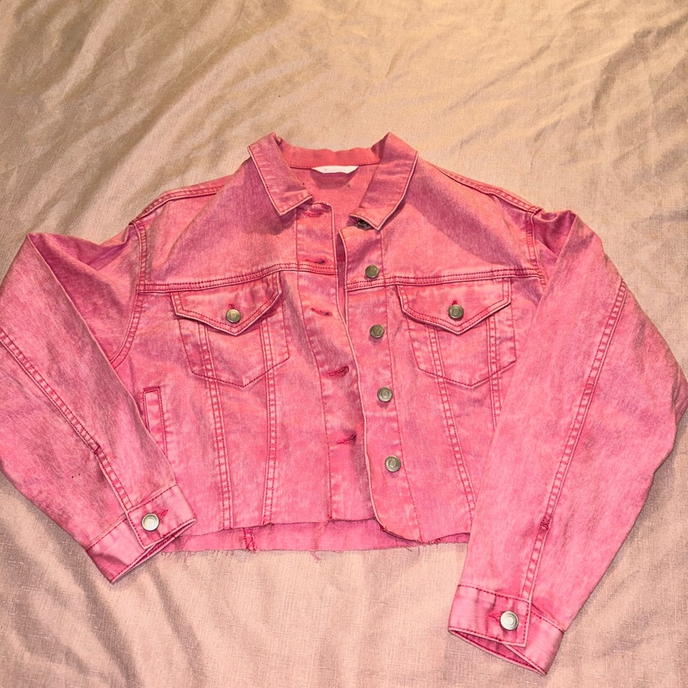 Pink Jean Crop Jacket